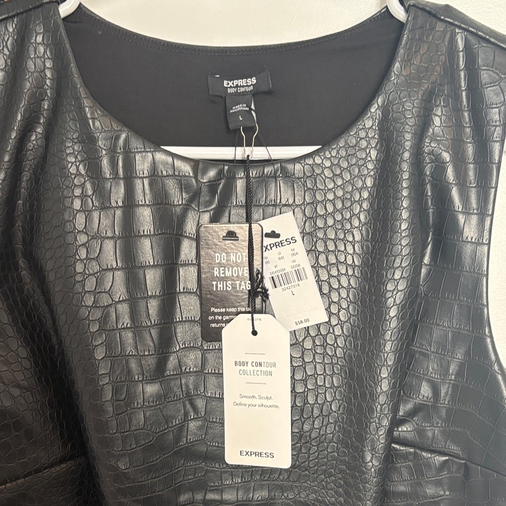 Express Black Croc Embossed Sleeveless Top